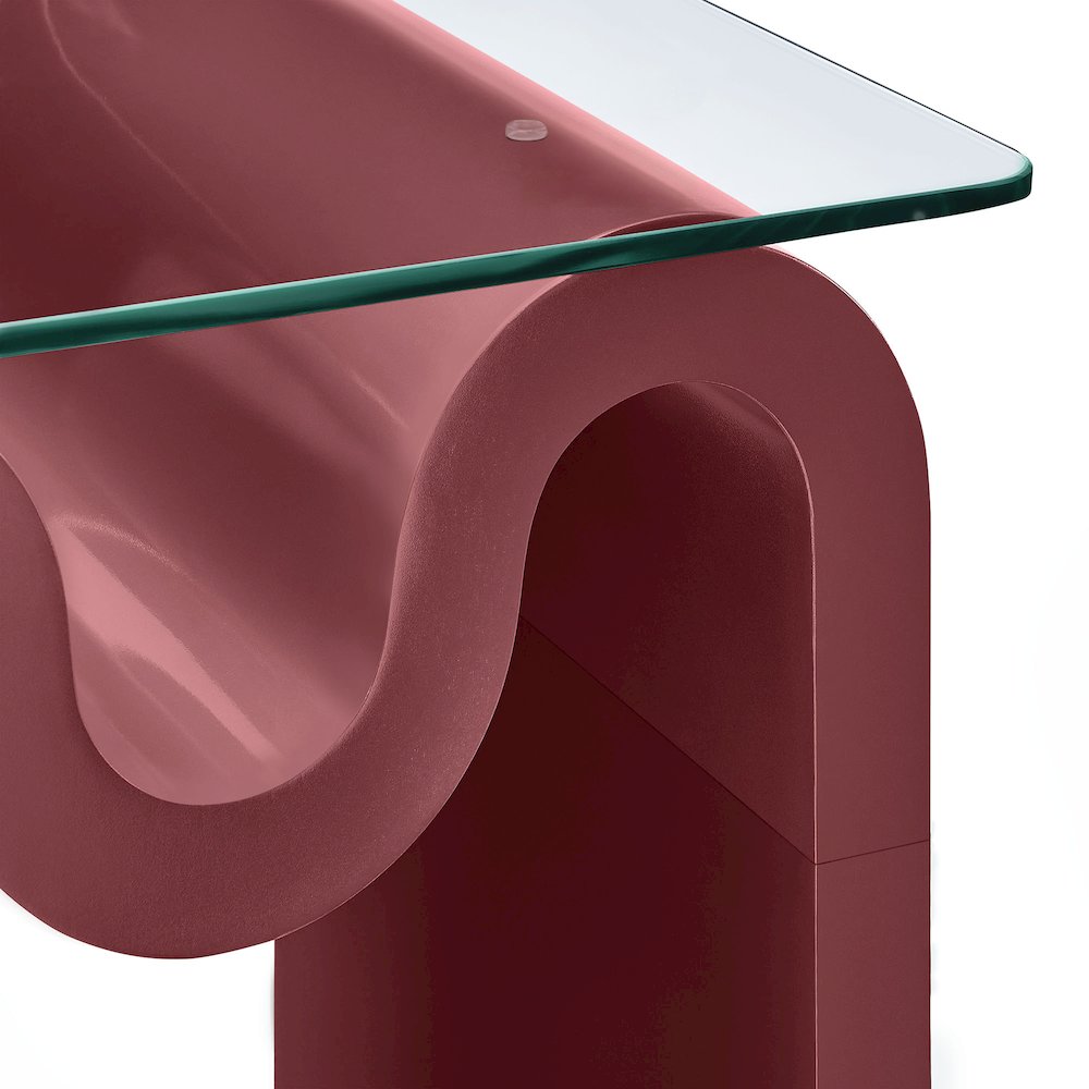 Ondine Glass Top Side Table. Picture 7
