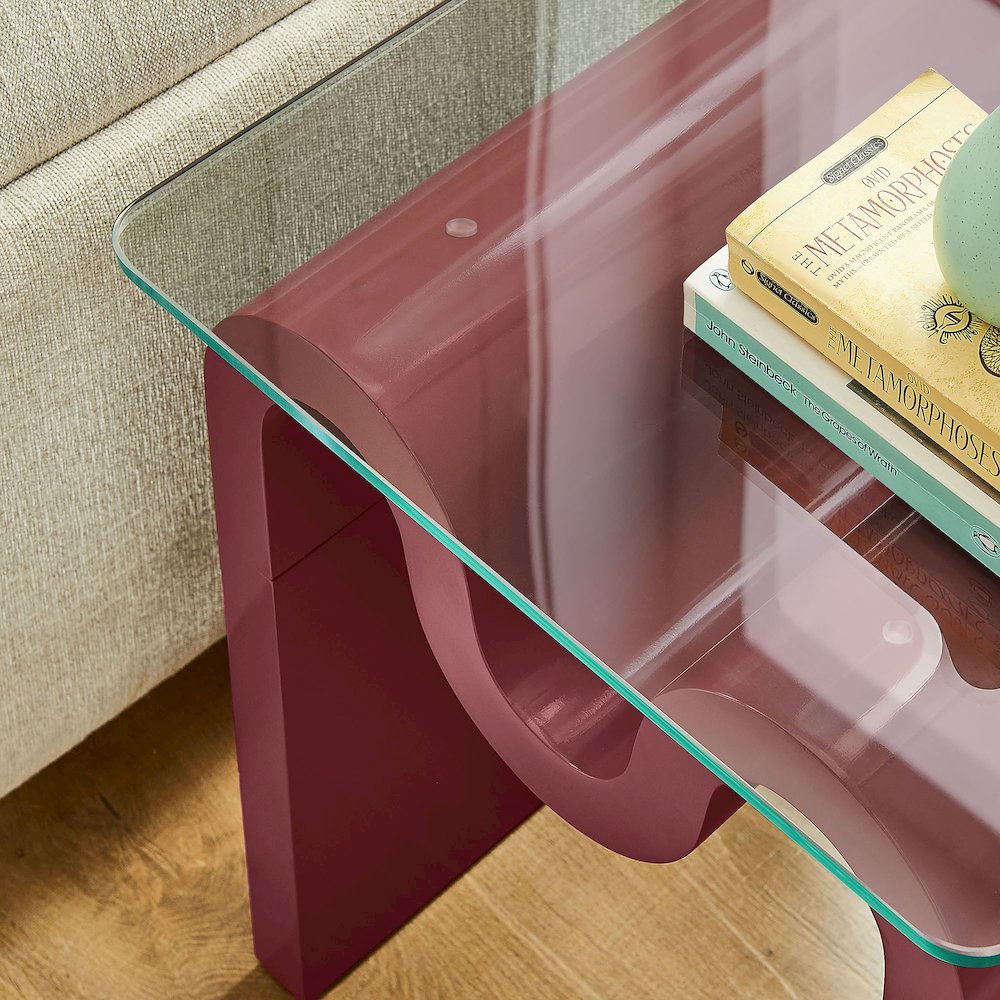 Ondine Glass Top Side Table. Picture 9