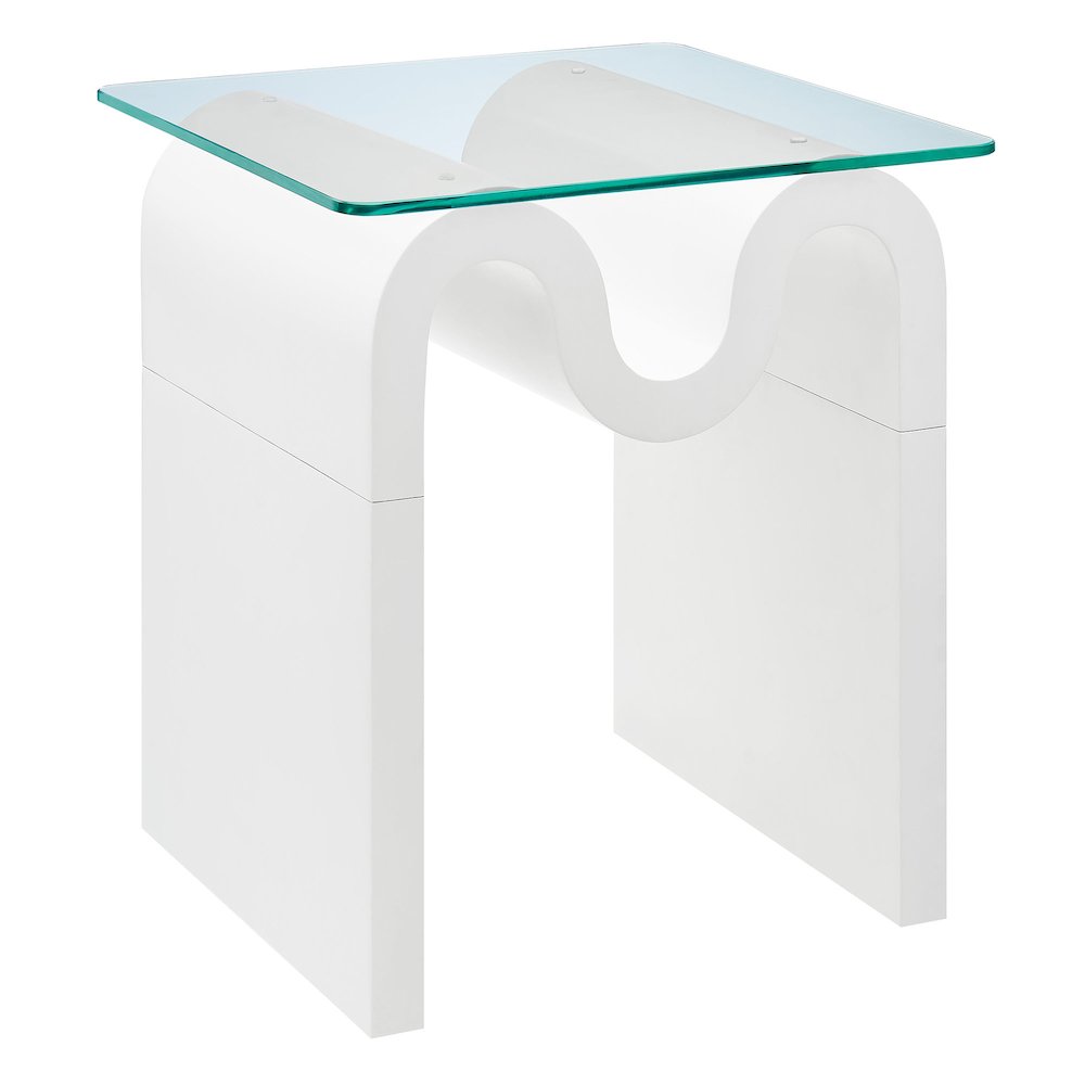 Ondine Glass Top Side Table. Picture 1