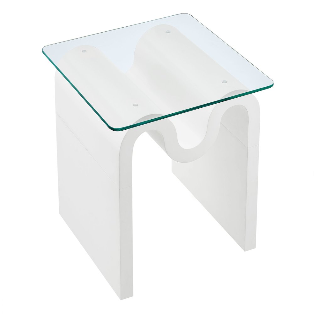 Ondine Glass Top Side Table. Picture 6