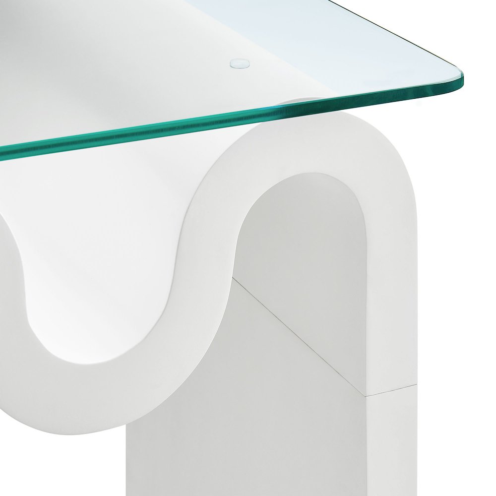 Ondine Glass Top Side Table. Picture 7