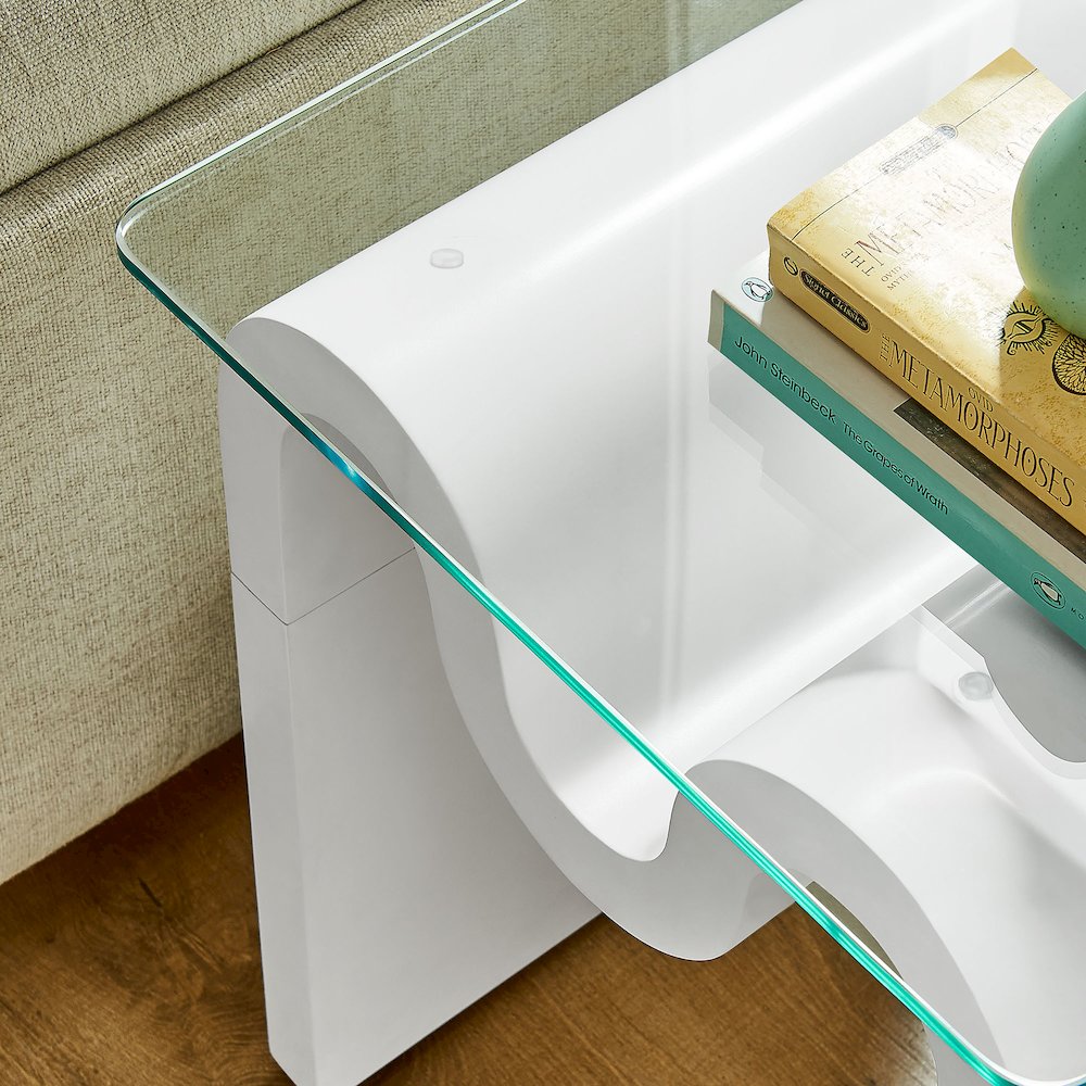 Ondine Glass Top Side Table. Picture 9
