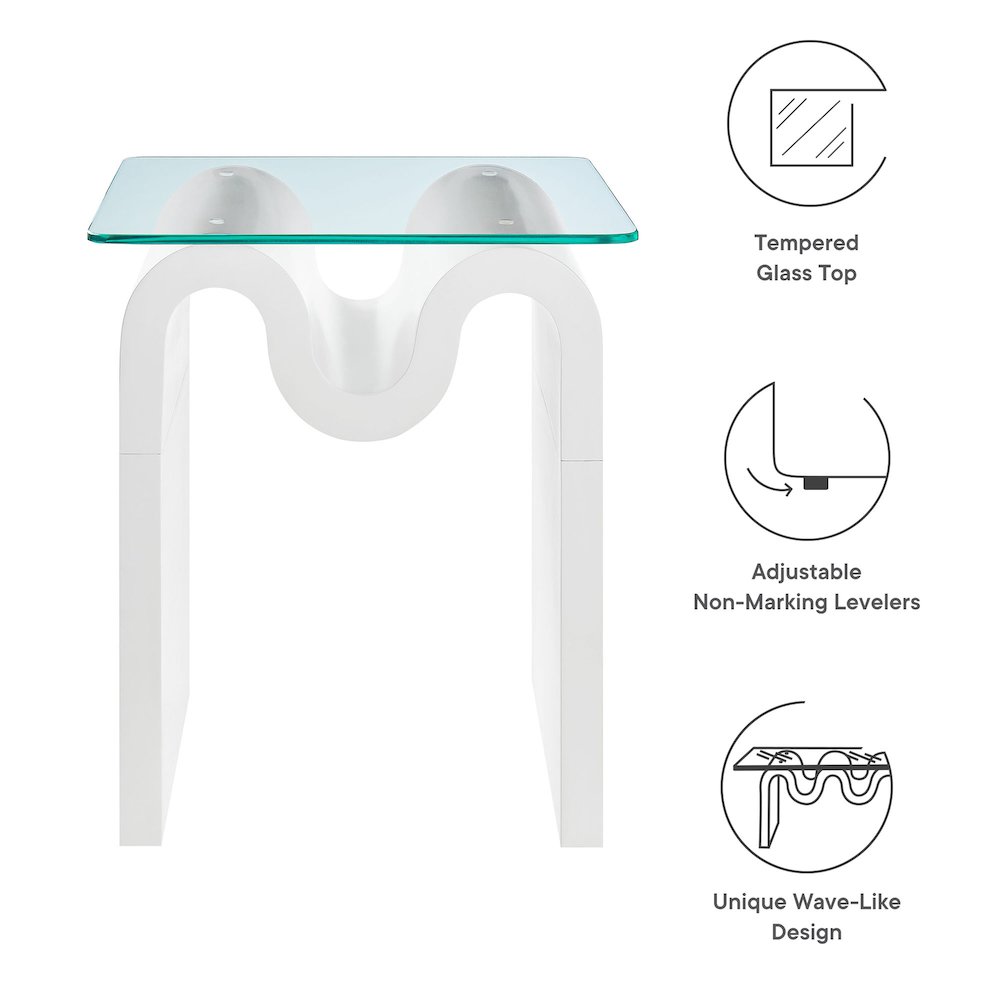 Ondine Glass Top Side Table. Picture 2