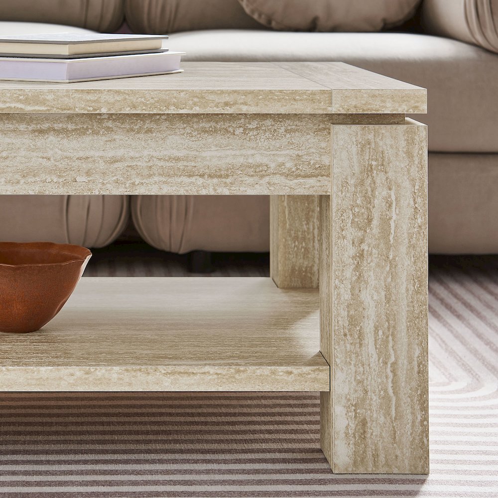 Hollis Travertine Coffee Table. Picture 8