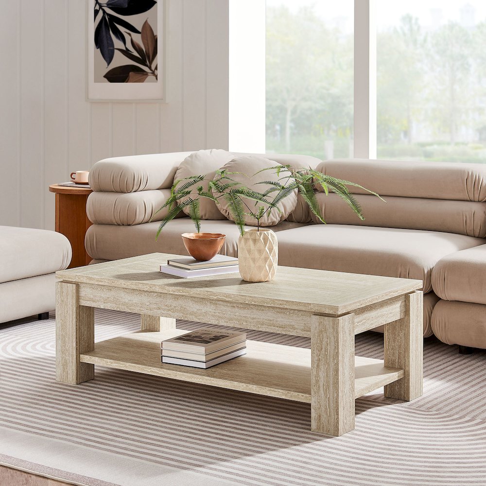 Hollis Travertine Coffee Table. Picture 7