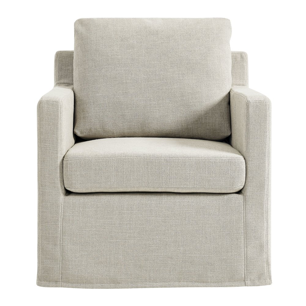 Serene Fabric Slipcovered Swivel Armchair. Picture 6