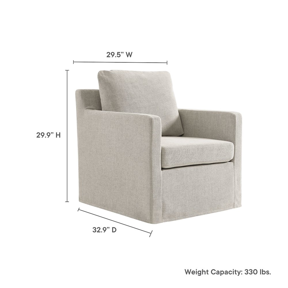 Serene Fabric Slipcovered Swivel Armchair. Picture 3