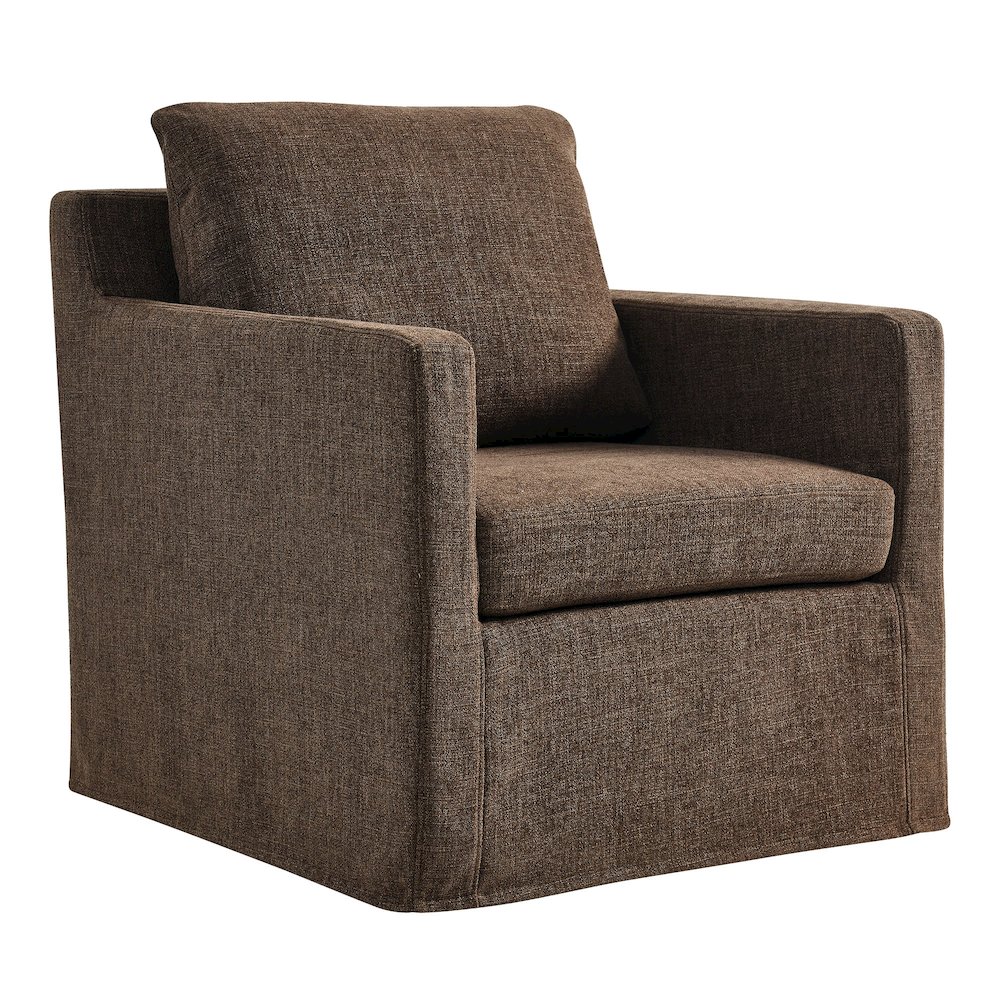Serene Fabric Slipcovered Swivel Armchair. Picture 1