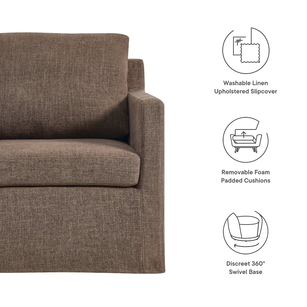Serene Fabric Slipcovered Swivel Armchair. Picture 2