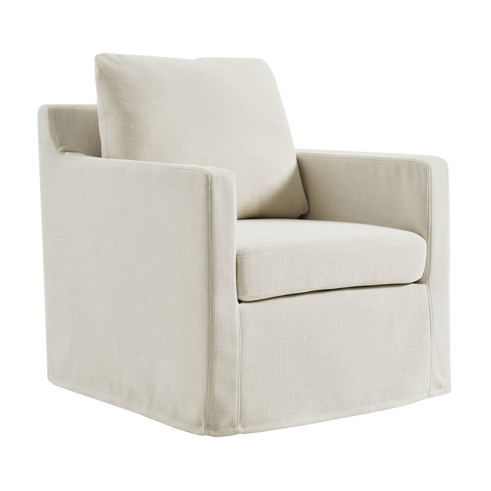 Serene Fabric Slipcovered Swivel Armchair. Picture 1