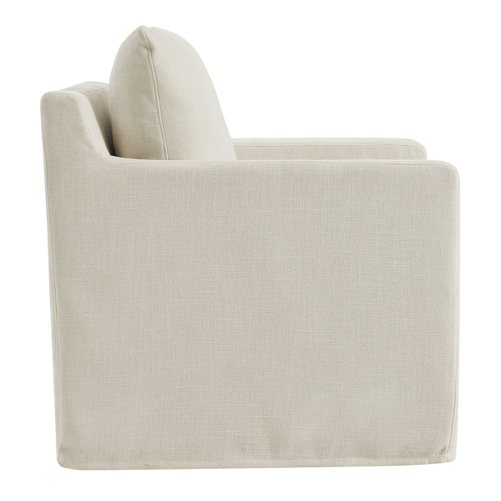 Serene Fabric Slipcovered Swivel Armchair. Picture 4