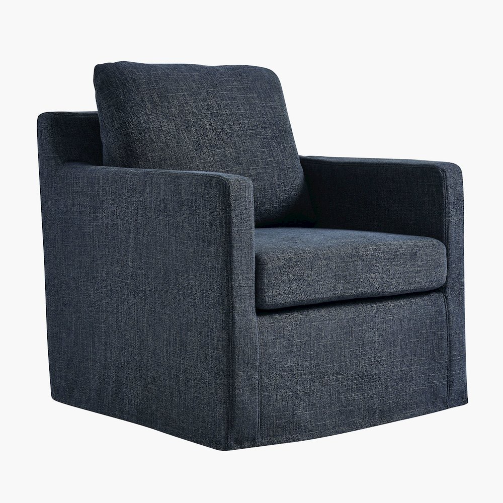 Serene Fabric Slipcovered Swivel Armchair. Picture 1