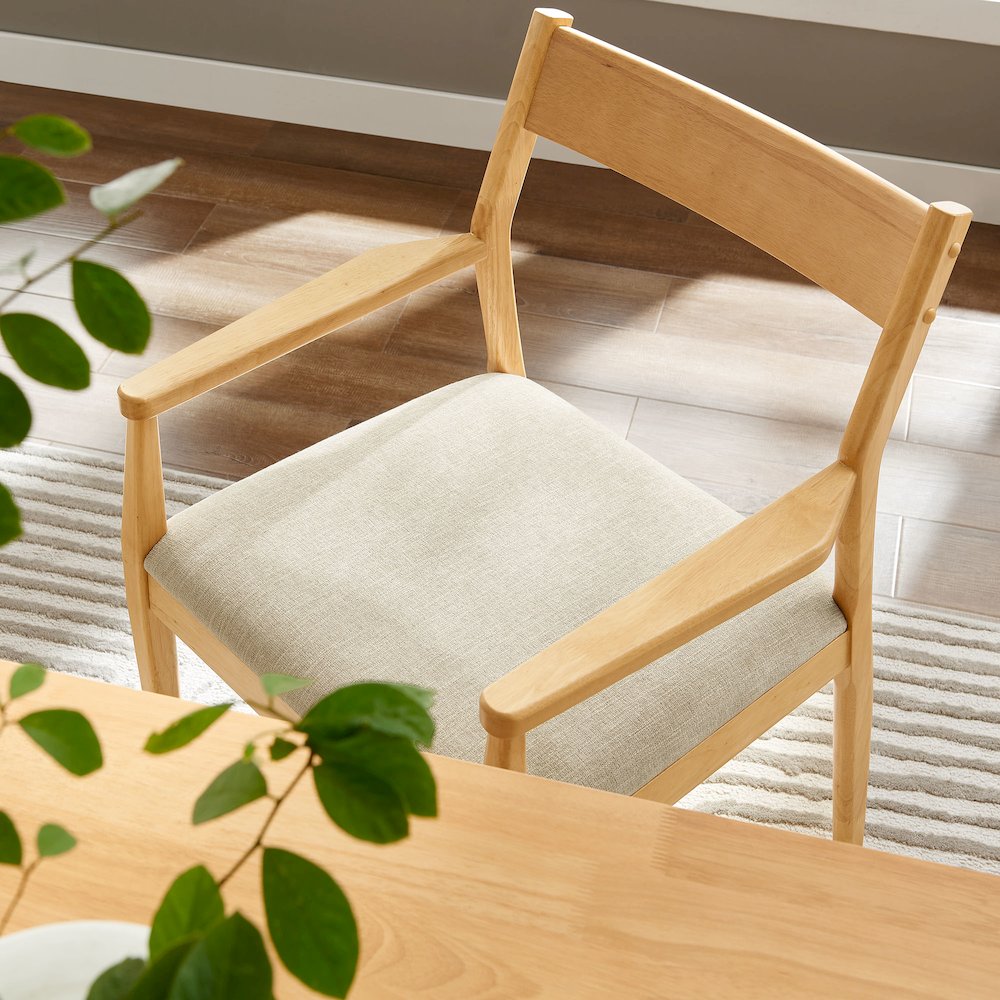 Solara Fabric Wood Dining Armchairs Set of 2. Picture 10