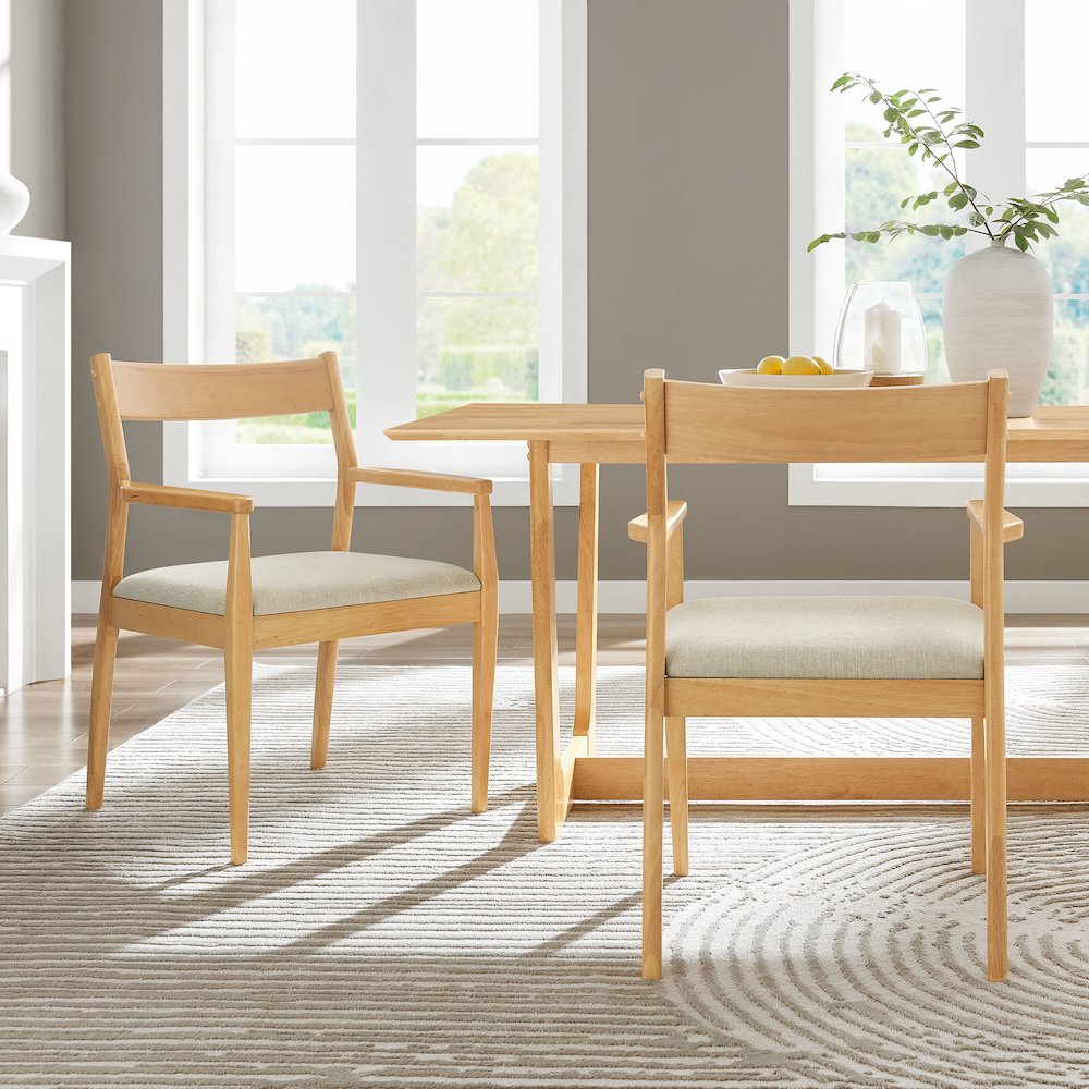 Solara Fabric Wood Dining Armchairs Set of 2. Picture 9