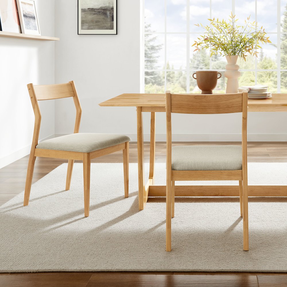 Solara Fabric Wood Dining Side Chairs Set of 2. Picture 9