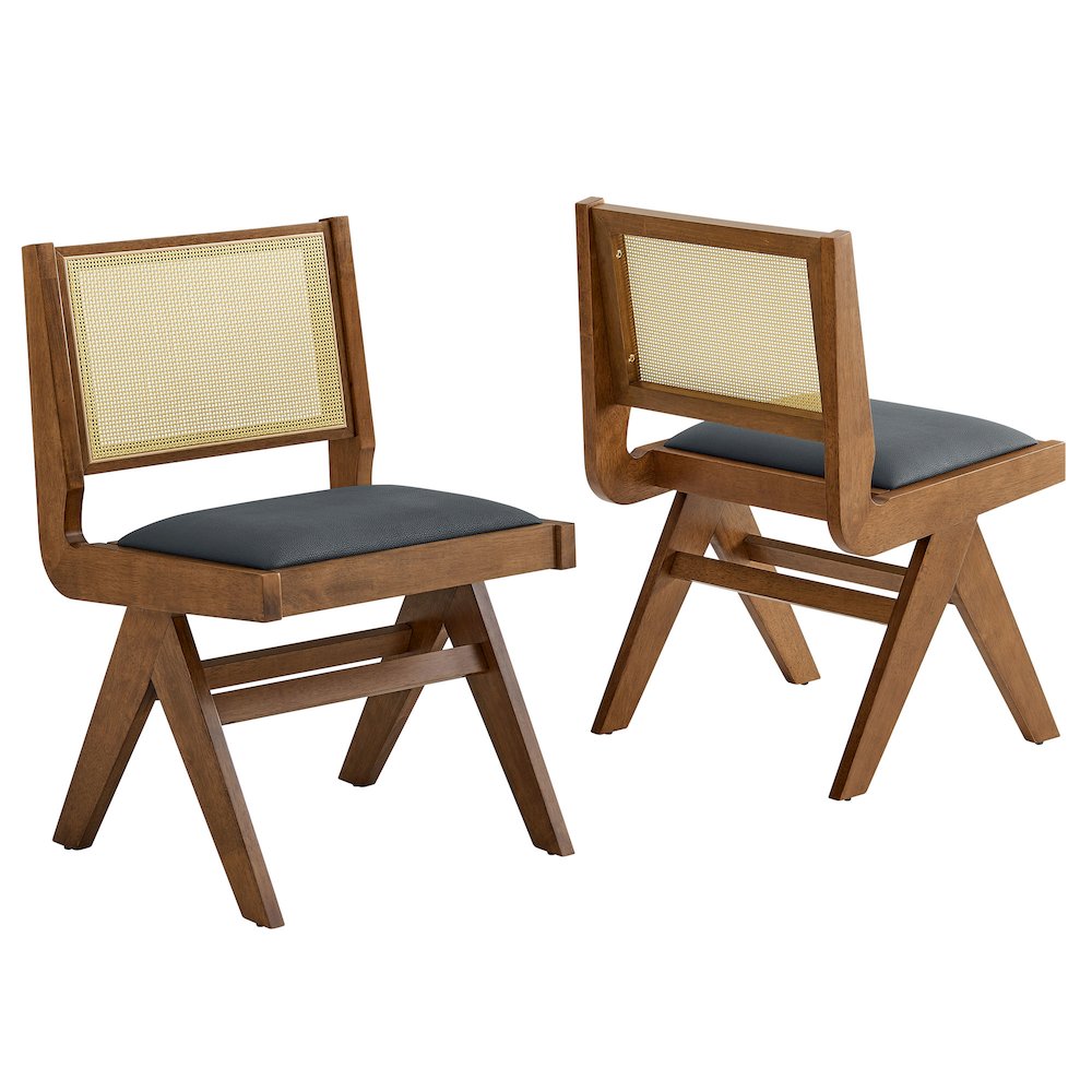 Thera Vegan Leather and Cane Dining Side Chairs Set of 2. Picture 1