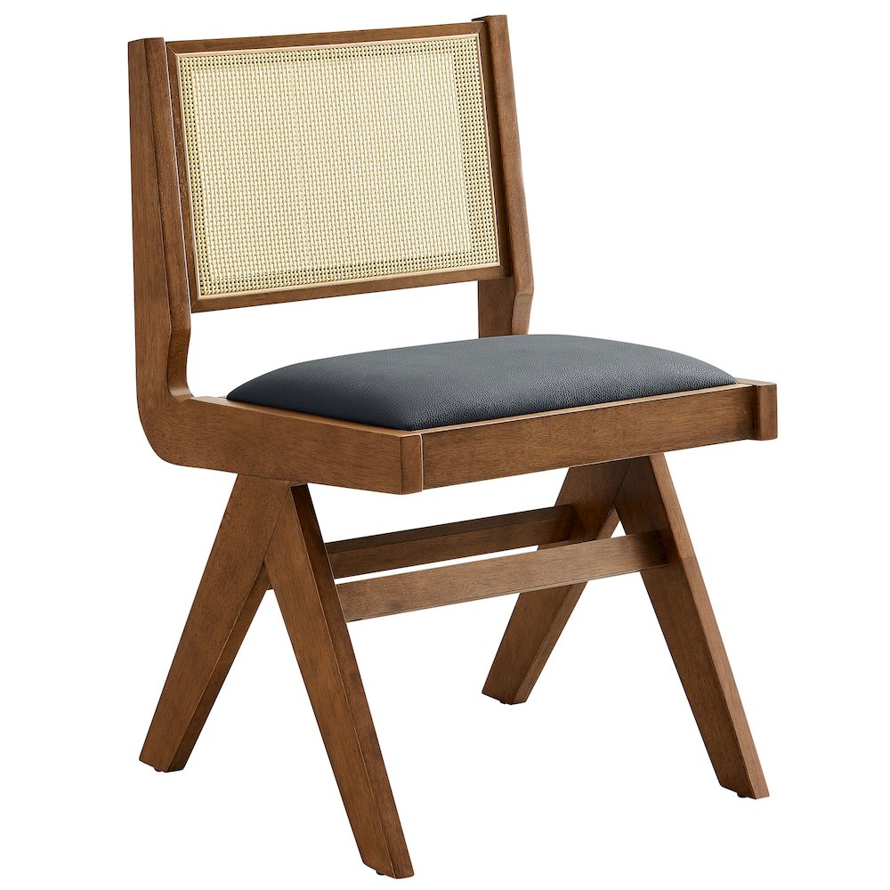Thera Vegan Leather and Cane Dining Side Chairs Set of 2. Picture 4