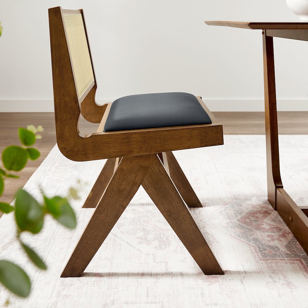 Thera Vegan Leather and Cane Dining Side Chairs Set of 2. Picture 10