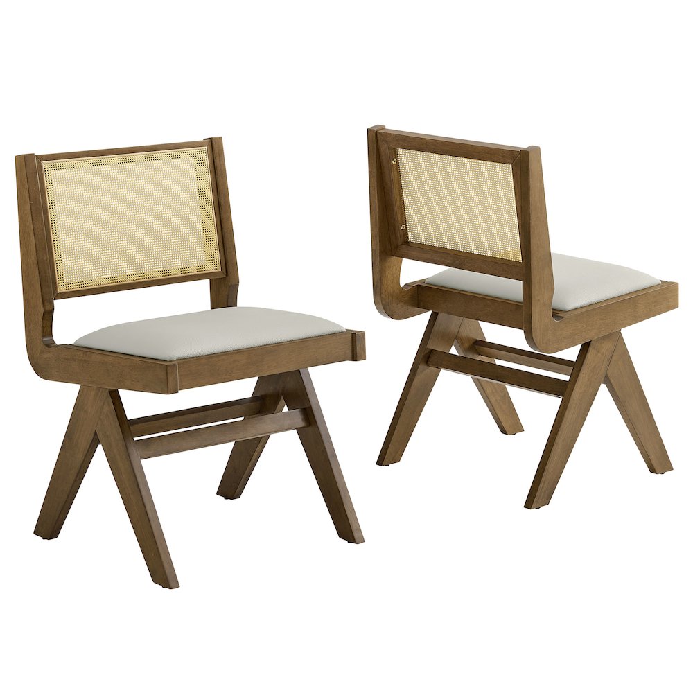 Thera Vegan Leather and Cane Dining Side Chairs Set of 2. Picture 1