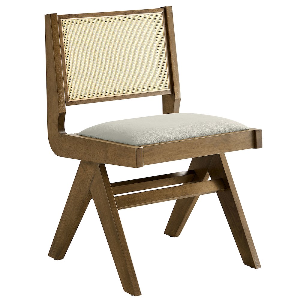 Thera Vegan Leather and Cane Dining Side Chairs Set of 2. Picture 4