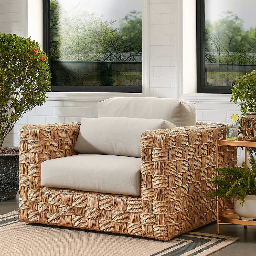 Thames Outdoor Patio Wicker Outdoor Patio Rattan Armchair. Picture 8