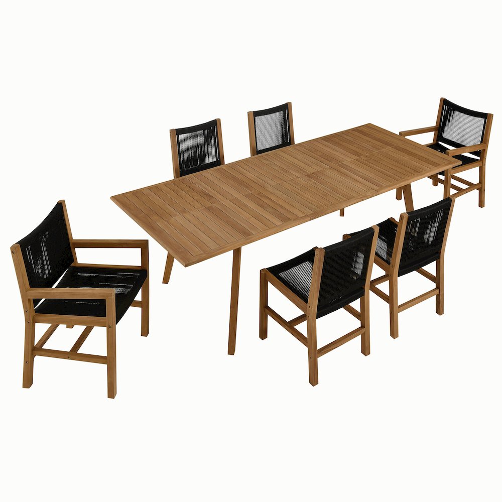 Vienna 7-Piece Outdoor Patio Teak and Rope Dining Set. Picture 1