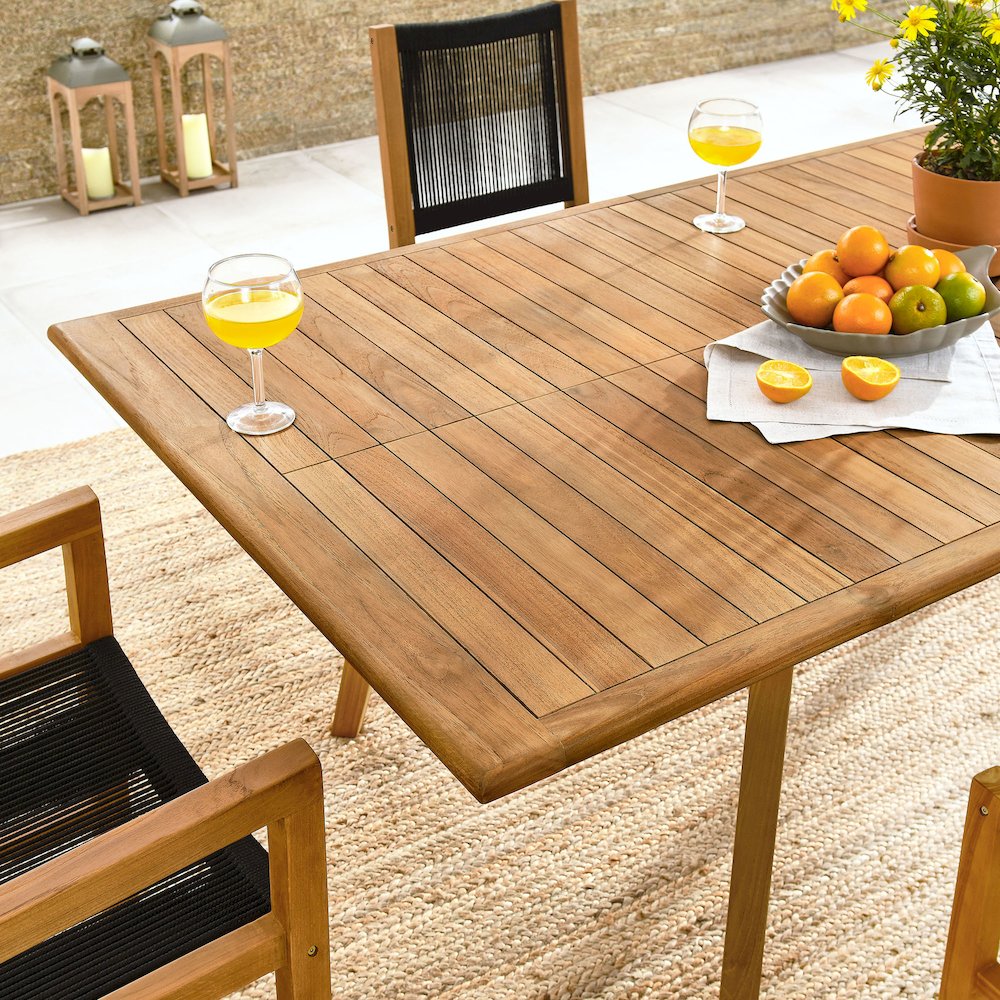 Vienna 7-Piece Outdoor Patio Teak and Rope Dining Set. Picture 16