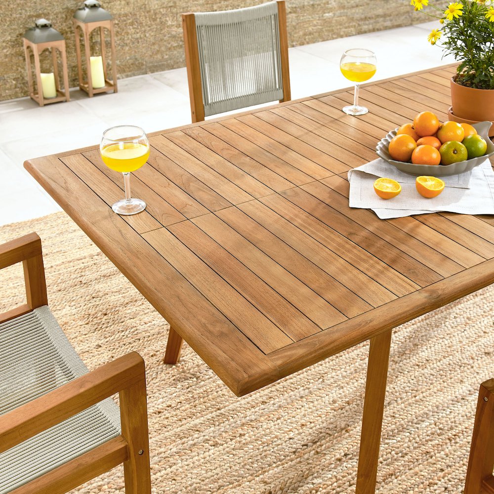Vienna 7-Piece Outdoor Patio Teak and Rope Dining Set. Picture 16