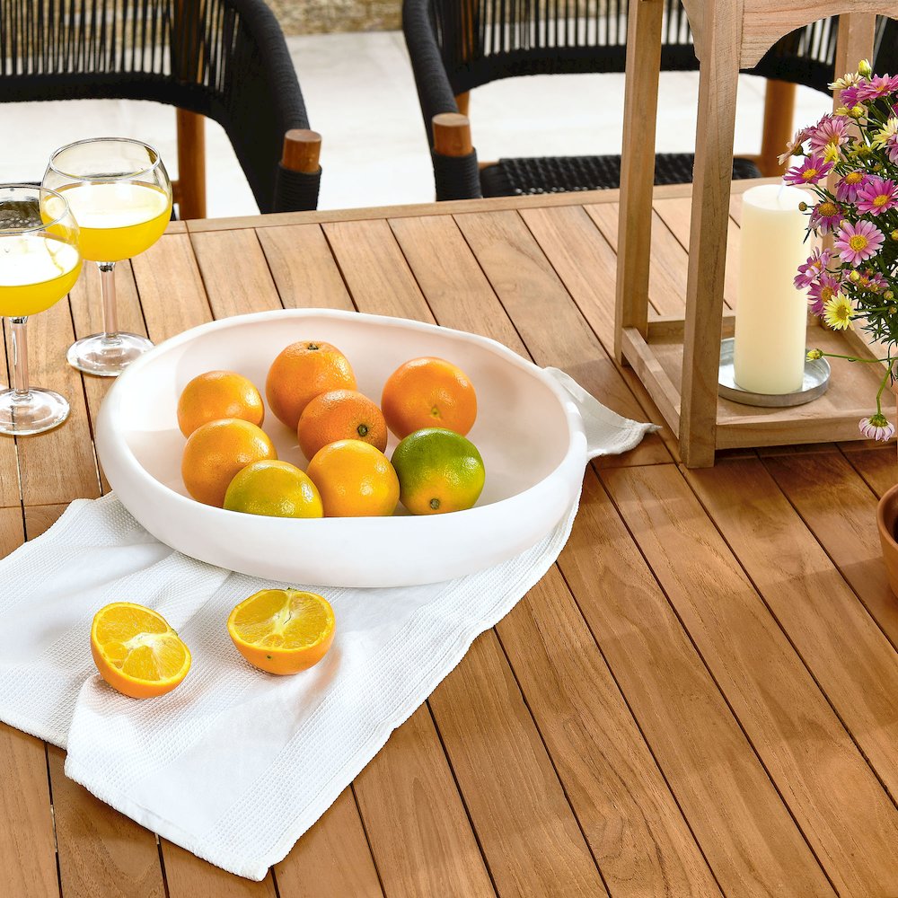 Vienna 7-Piece Outdoor Patio Teak and Rope Dining Set with Curved-Back Armchairs. Picture 12