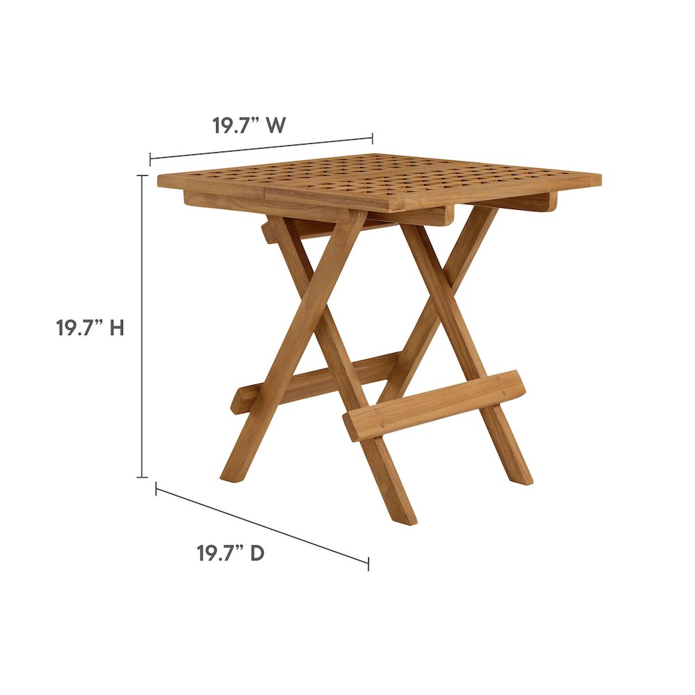 Vienna 3-Piece Outdoor Patio Teak and Rope Armchairs with Folding Side Table. Picture 3