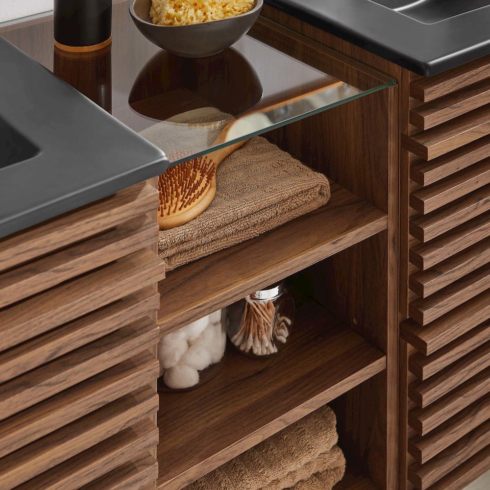 Render 62" Wall-Mount Double Sink Bathroom Vanity. Picture 11