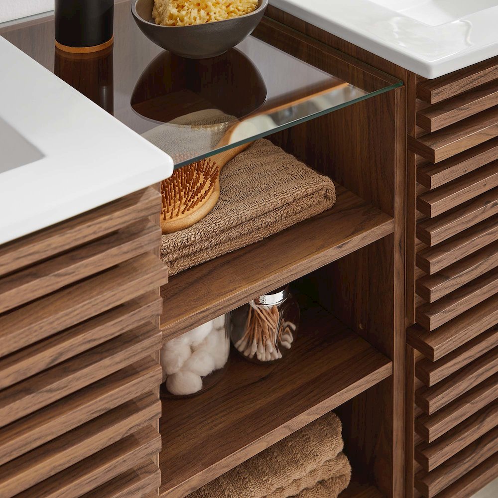 Render 62" Wall-Mount Double Sink Bathroom Vanity. Picture 11