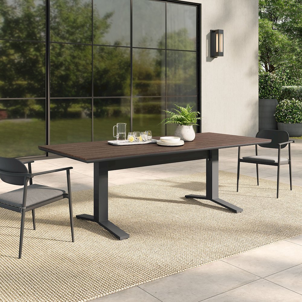 Gavelston 91" Outdoor Patio Aluminum Dining Table. Picture 7
