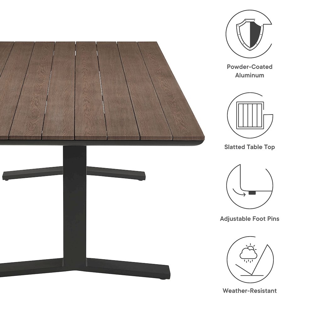 Gavelston 91" Outdoor Patio Aluminum Dining Table. Picture 3