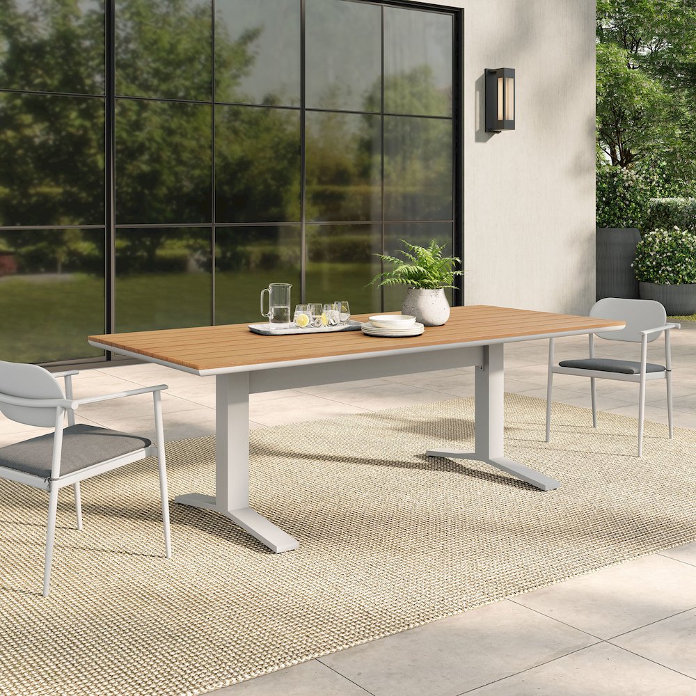 Gavelston 91" Outdoor Patio Aluminum Dining Table. Picture 7