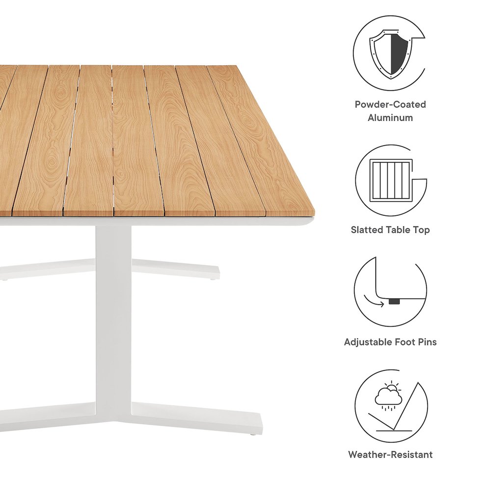 Gavelston 91" Outdoor Patio Aluminum Dining Table. Picture 3
