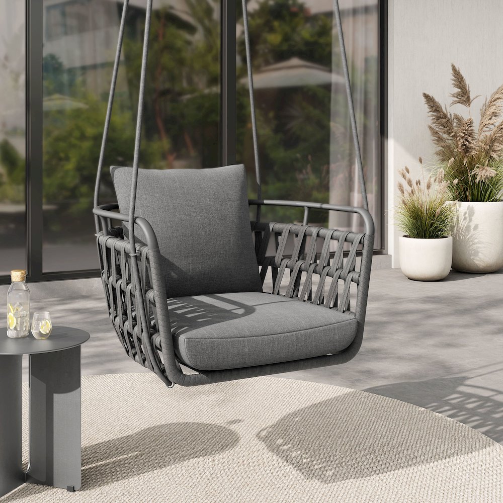 Kaliah Outdoor Patio Aluminum Swing Chair. Picture 10