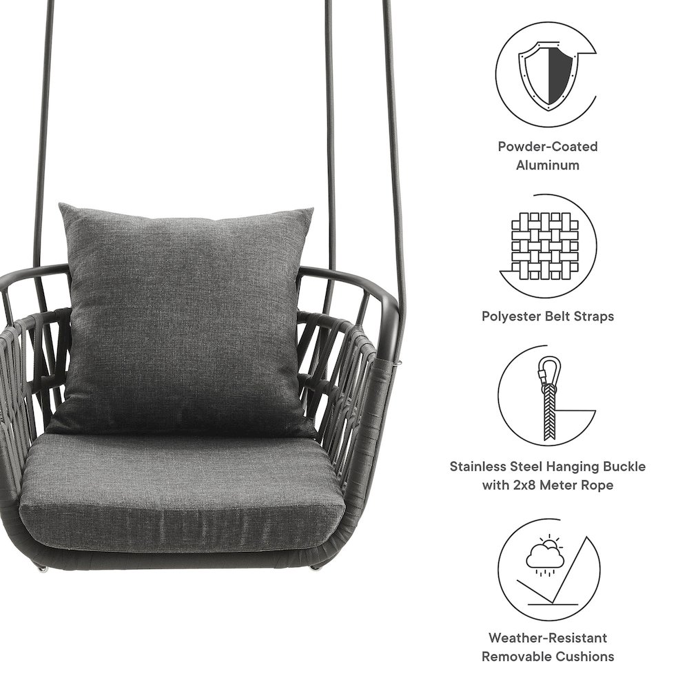 Kaliah Outdoor Patio Aluminum Swing Chair. Picture 2