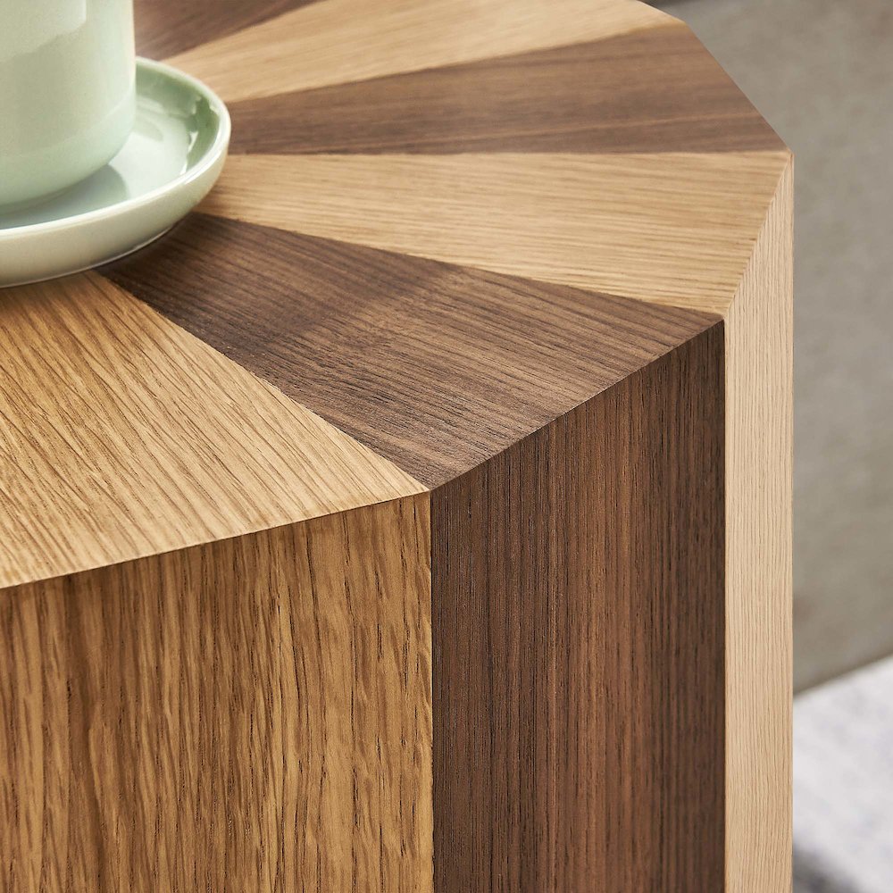 Twirl Two-Toned Wood Veneer Side Table. Picture 8