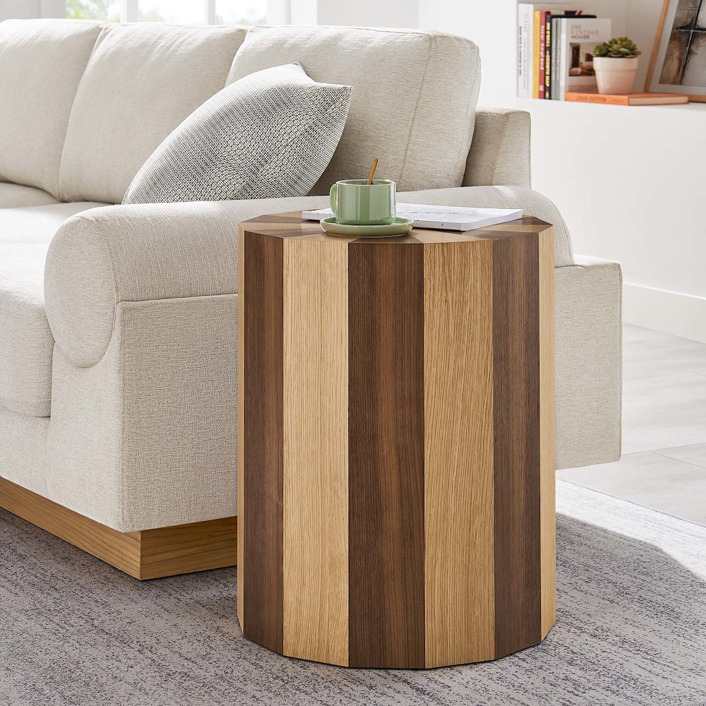 Twirl Two-Toned Wood Veneer Side Table. Picture 7