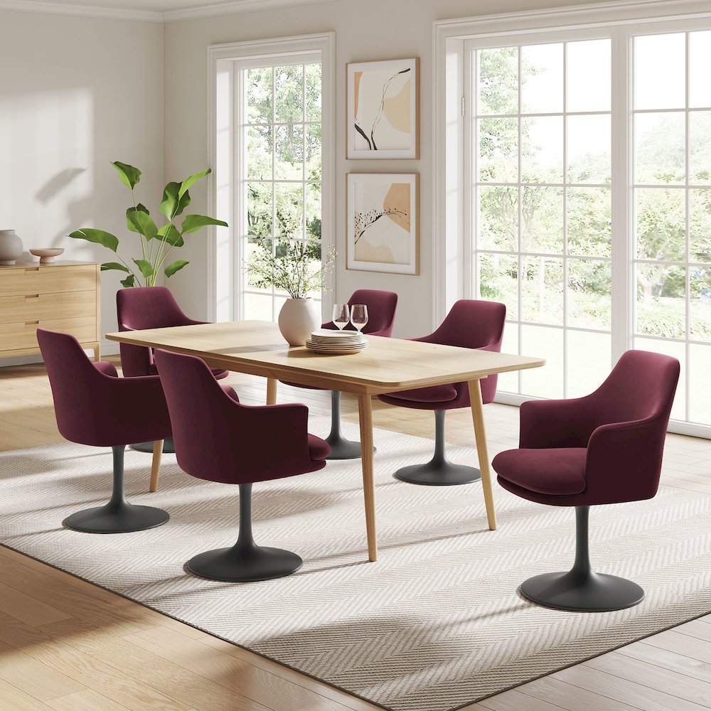 Lippa Swivel Dining Performance Velvet Armchair. Picture 9