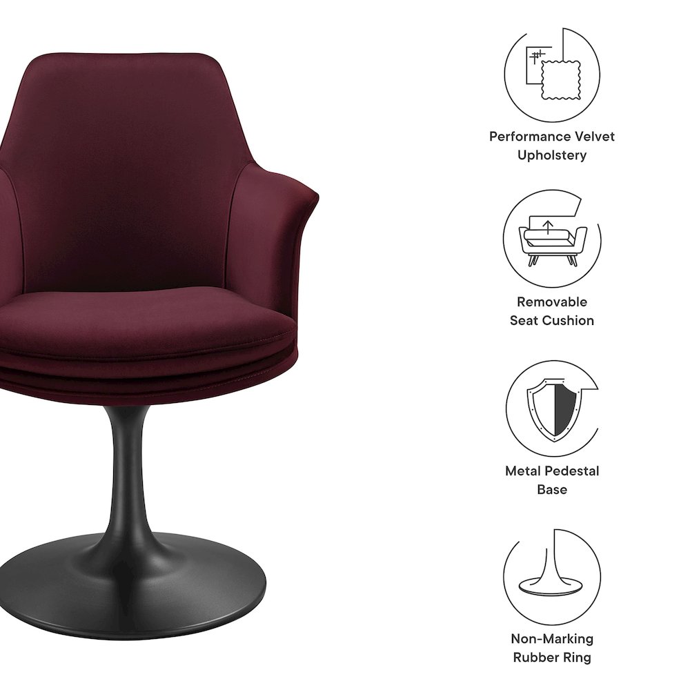 Lippa Swivel Dining Performance Velvet Armchair. Picture 3