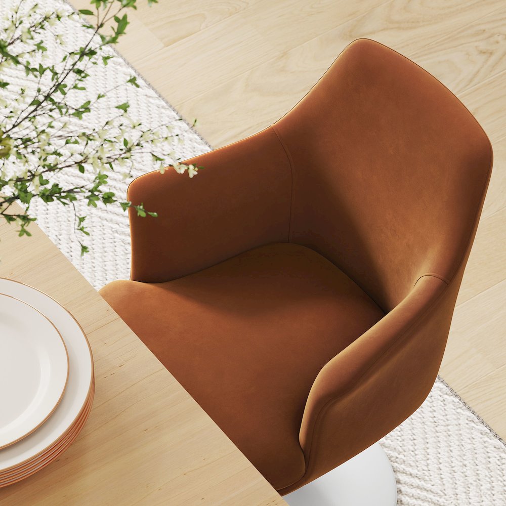 Lippa Swivel Dining Performance Velvet Armchair. Picture 10