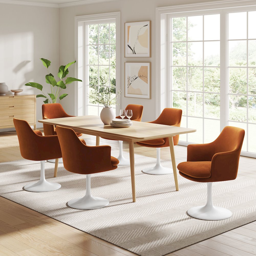 Lippa Swivel Dining Performance Velvet Armchair. Picture 9