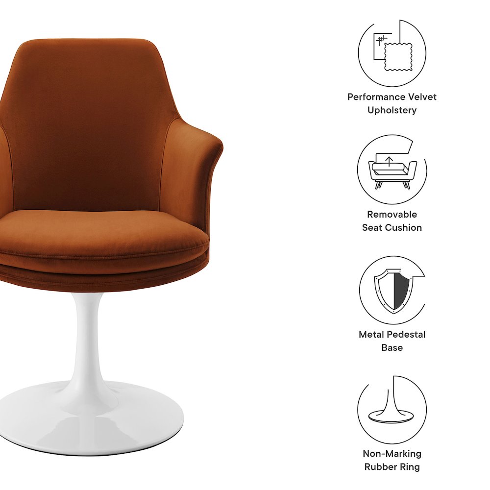 Lippa Swivel Dining Performance Velvet Armchair. Picture 3