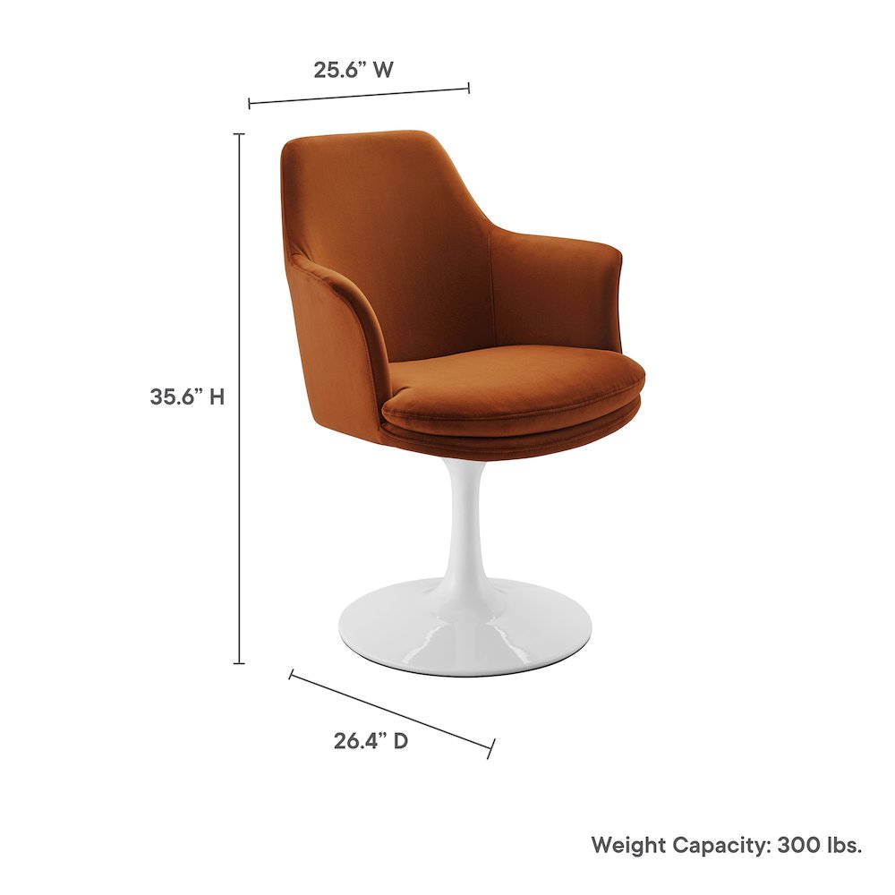 Lippa Swivel Dining Performance Velvet Armchair. Picture 2