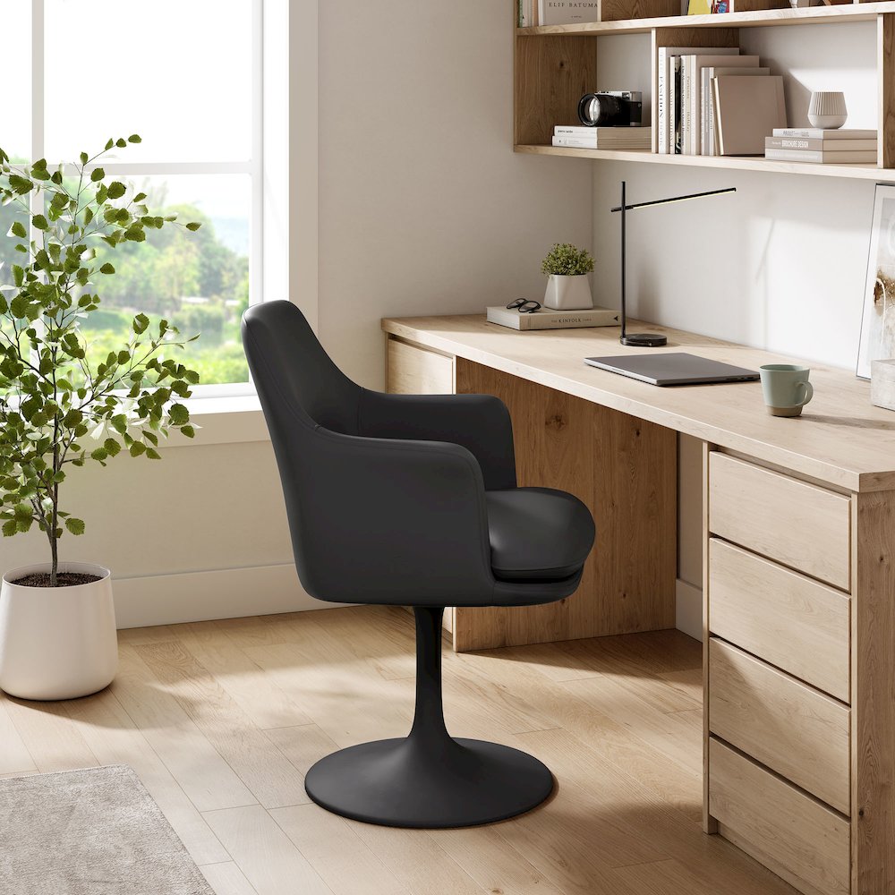 Lippa Swivel Dining Vegan Leather Armchair. Picture 9