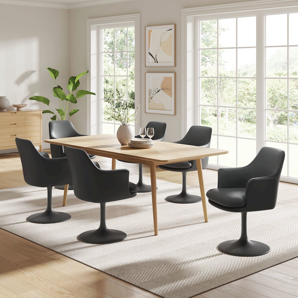 Lippa Swivel Dining Vegan Leather Armchair. Picture 8