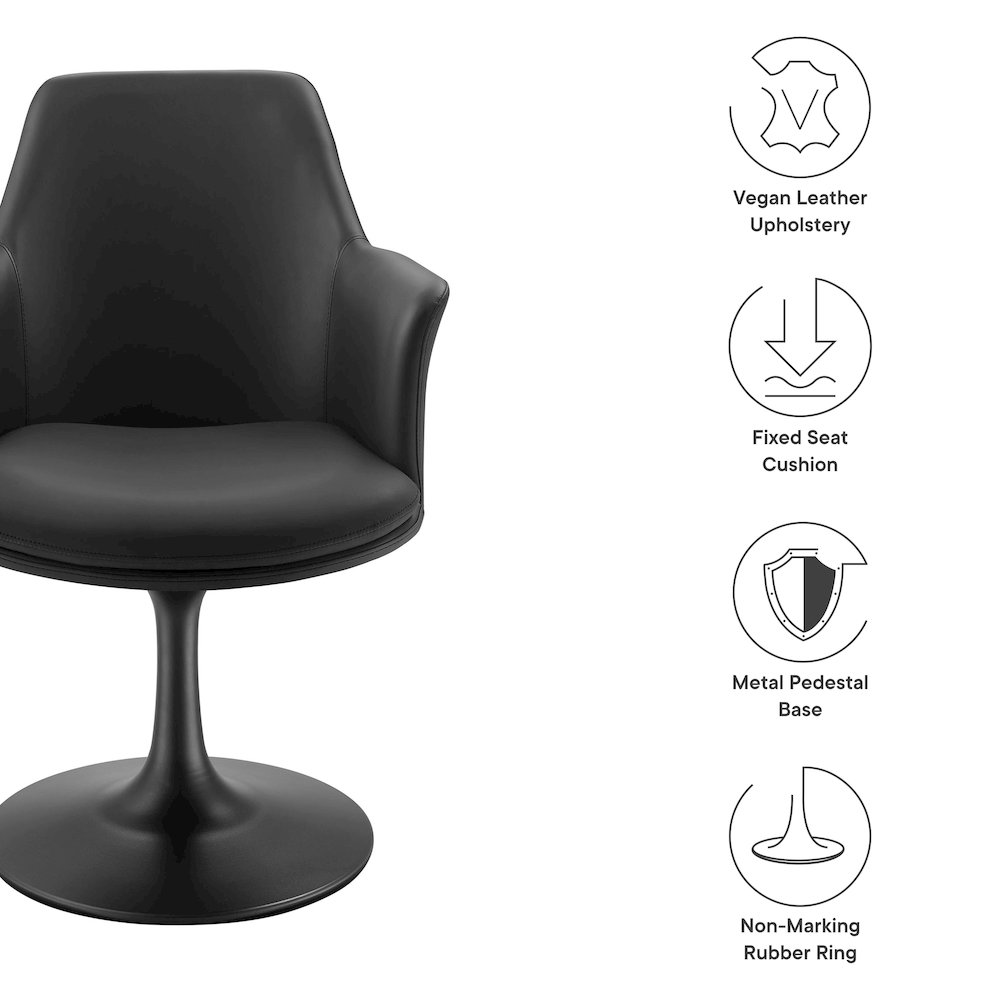 Lippa Swivel Dining Vegan Leather Armchair. Picture 2