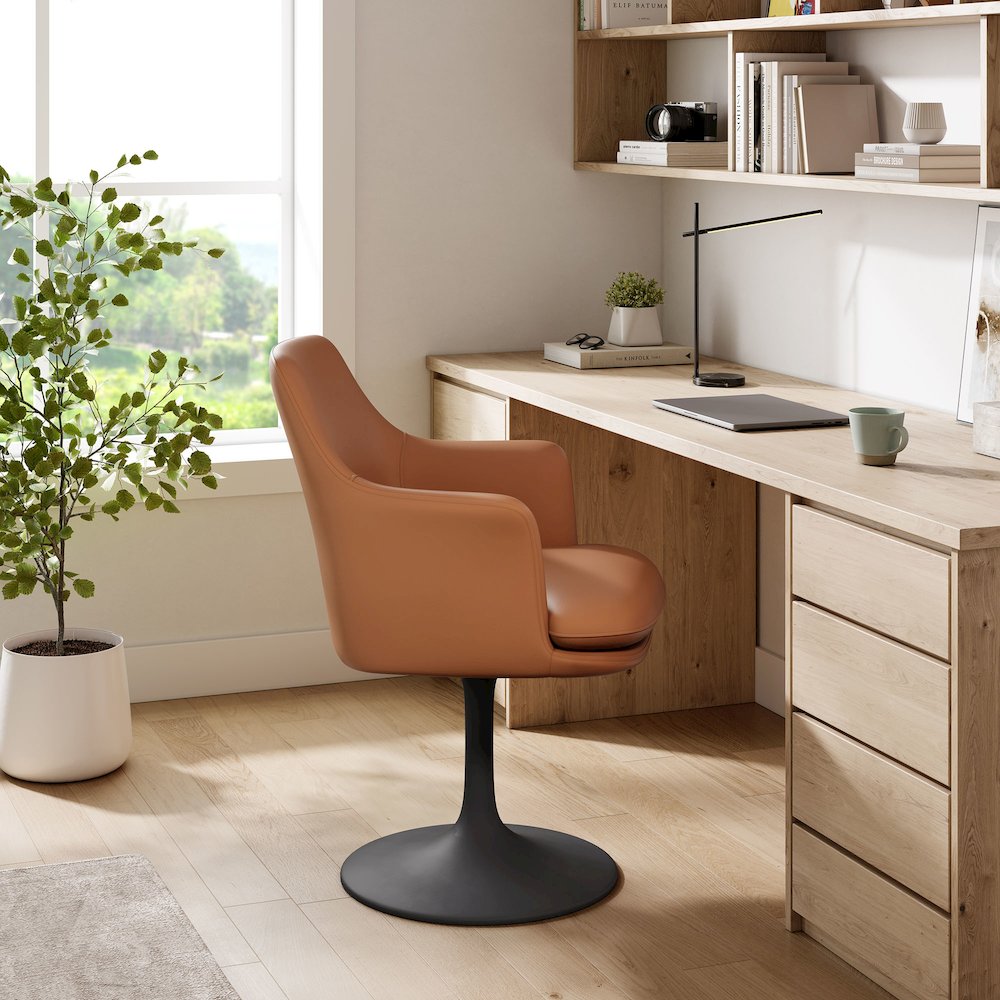 Lippa Swivel Dining Vegan Leather Armchair. Picture 8